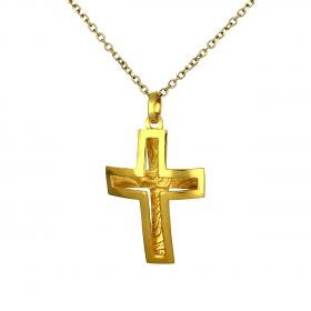 Σταυρός Χρυσός & Λευκόχρυσος Κ14 Διπλής Όψεως SKU-47233