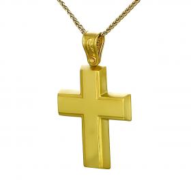 Σταυρός Ανδρικος Χρυσός Κ14 με Λουστρέ Φινίρισμα SKU-47561