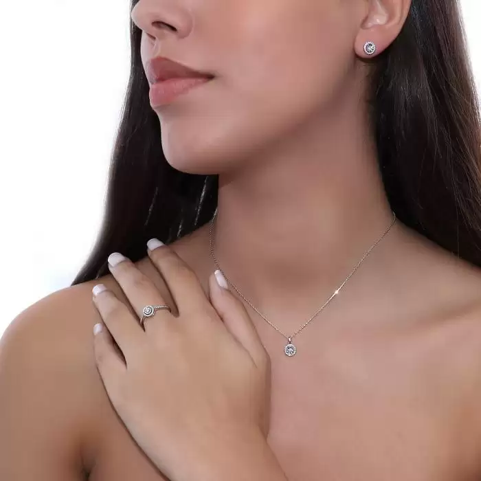 SKU-48088 / Δαχτυλίδι Ροζέτα Λευκόχρυσος Κ18 με Διαμάντια