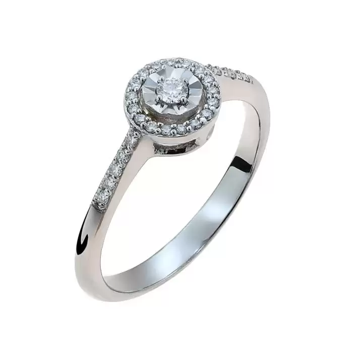 SKU-48088 / Δαχτυλίδι Ροζέτα Λευκόχρυσος Κ18 με Διαμάντια