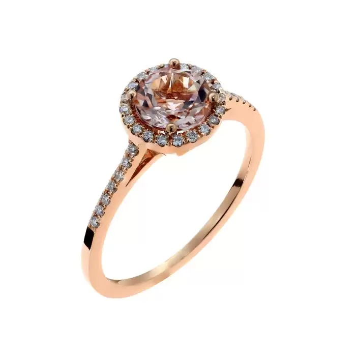 SKU-48081 / Δαχτυλίδι Ροζέτα Ροζ Χρυσός K18 με Μοργκανίτη & Διαμάντια