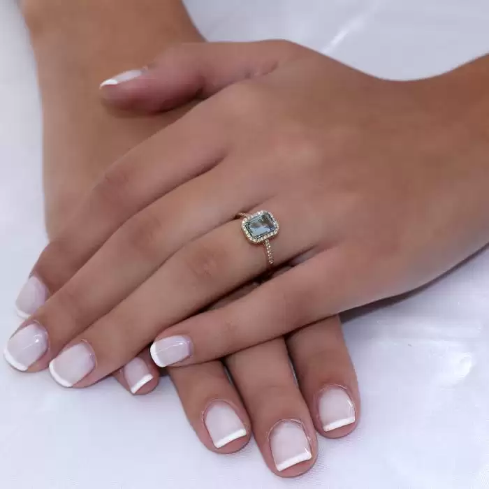 Δαχτυλίδι Ροζέτα Χρυσός Κ18 με Aquamarine & Διαμάντια