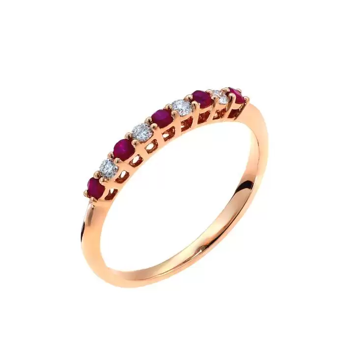 SKU-48061 /  Δαχτυλίδι Σειρέ Ροζ Χρυσός Κ18 με Ρουμπίνια & Διαμάντια