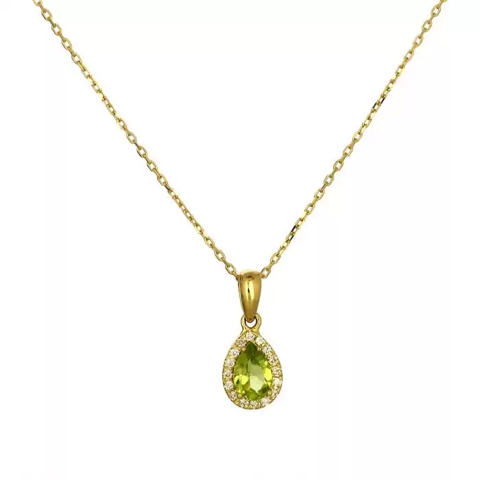 SKU-48099 / Κολιέ Δάκρυ Χρυσός Κ18 με Peridot & Διαμάντια