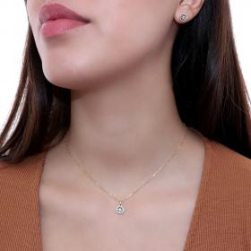 Κολιέ Ροζέτα Χρυσός & Λευκόχρυσος Κ18 με Διαμάντια SKU-48100