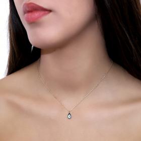 Κολιέ Ματάκι Χρυσός Κ14 Διπλής Όψεως με Σμάλτο & Ζιργκόν SKU-48329