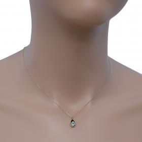 Κολιέ Ματάκι Χρυσός Κ14 Διπλής Όψεως με Σμάλτο & Ζιργκόν SKU-48329