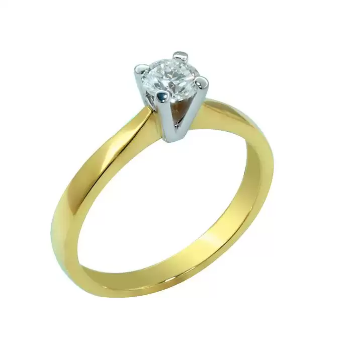 SKU-48177 / Μονόπετρο Δαχτυλίδι Λευκόχρυσος & Χρυσός Κ18 με Διαμάντι