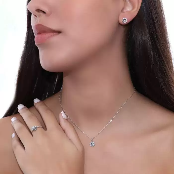 Σετ Ροζέτα Λευκόχρυσος Κ18 με Διαμάντια