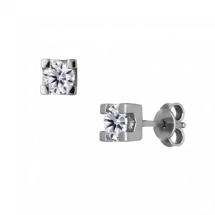 SKU-48173 / Σκουλαρίκια Λευκόχρυσος Κ18 με Διαμάντια