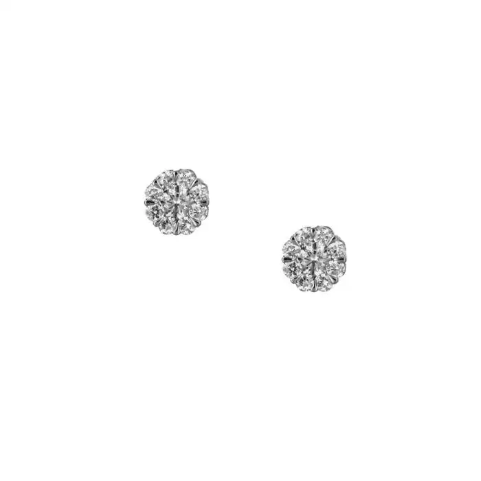 SKU-48993 / Σκουλαρίκια Λευκόχρυσος Κ18 με Διαμάντια