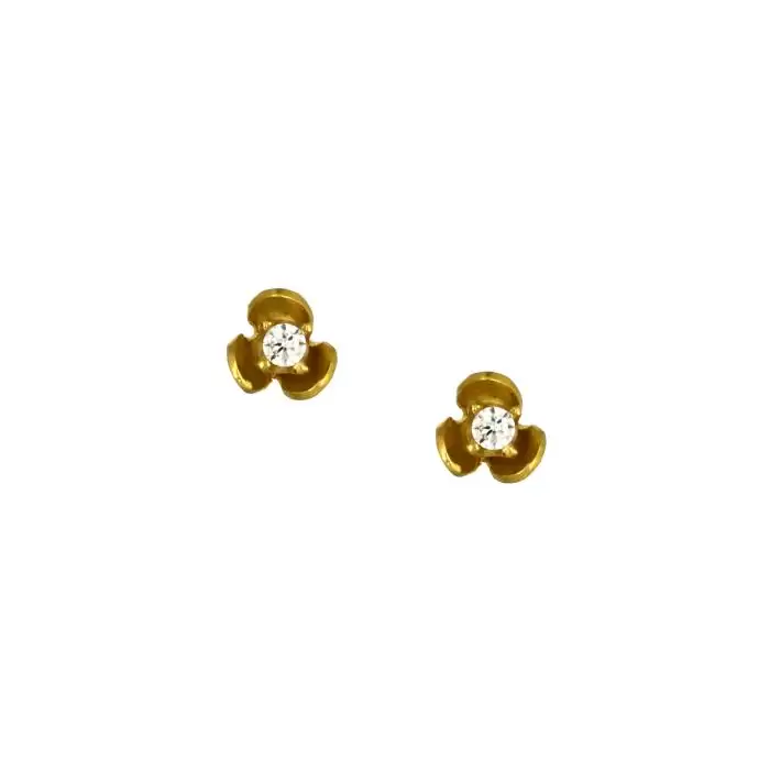 SKU-48517 / Σκουλαρίκια Λουλούδι Χρυσός Κ9 με Ζιργκόν