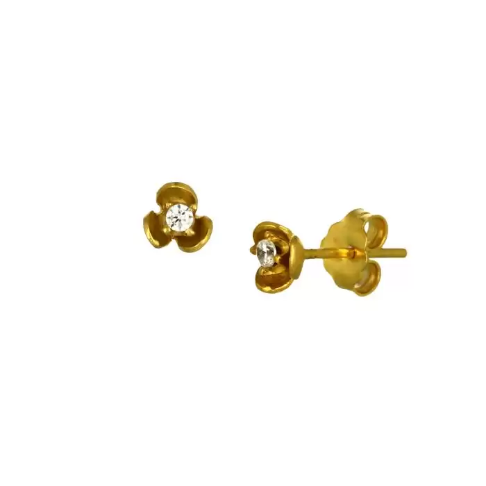SKU-48517 / Σκουλαρίκια Λουλούδι Χρυσός Κ9 με Ζιργκόν