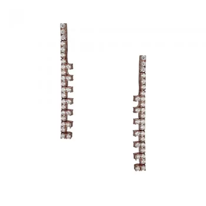 SKU-48859 / Σκουλαρίκια με Κλιπ Ροζ Χρυσός Κ14 με Ζιργκόν