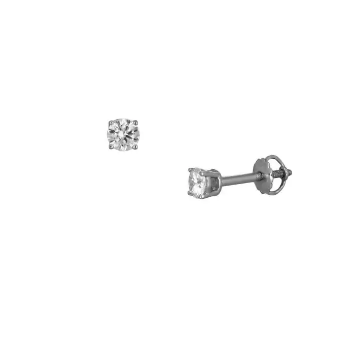 SKU-48109 / Σκουλαρίκια Μονόπετρο Λευκόχρυσος Κ18 με Διαμάντια