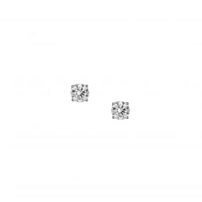 SKU-48109 / Σκουλαρίκια Μονόπετρο Λευκόχρυσος Κ18 με Διαμάντια