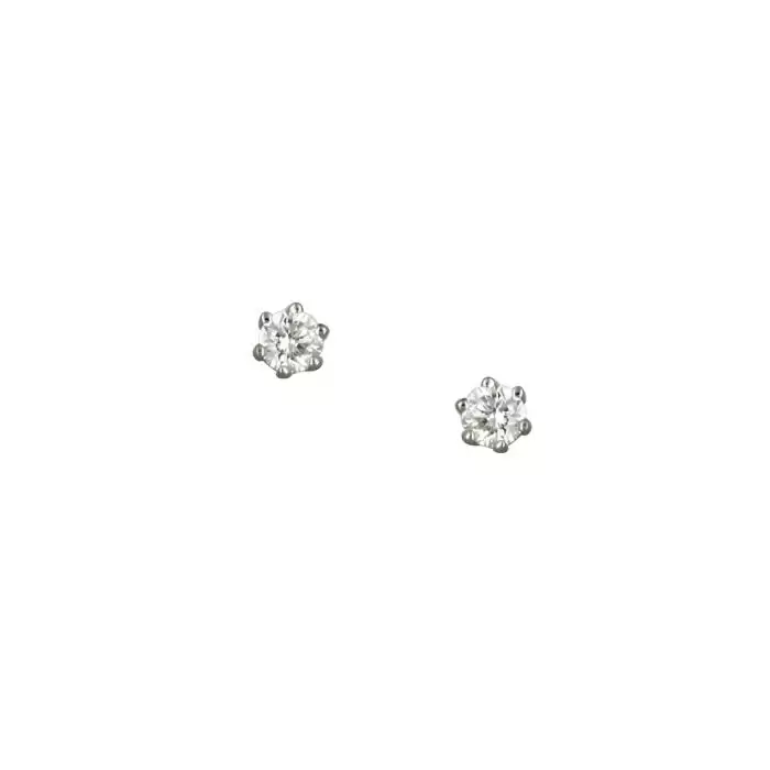 SKU-48994 / Σκουλαρίκια Μονόπετρο Λευκόχρυσος Κ18 με Διαμάντια