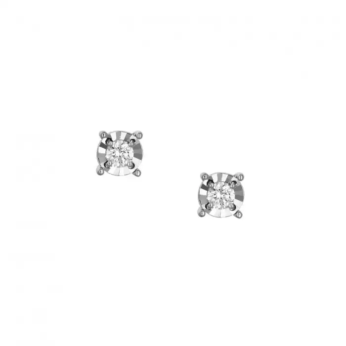 SKU-48995 / Σκουλαρίκια Μονόπετρο Λευκόχρυσος Κ18 με Διαμάντια