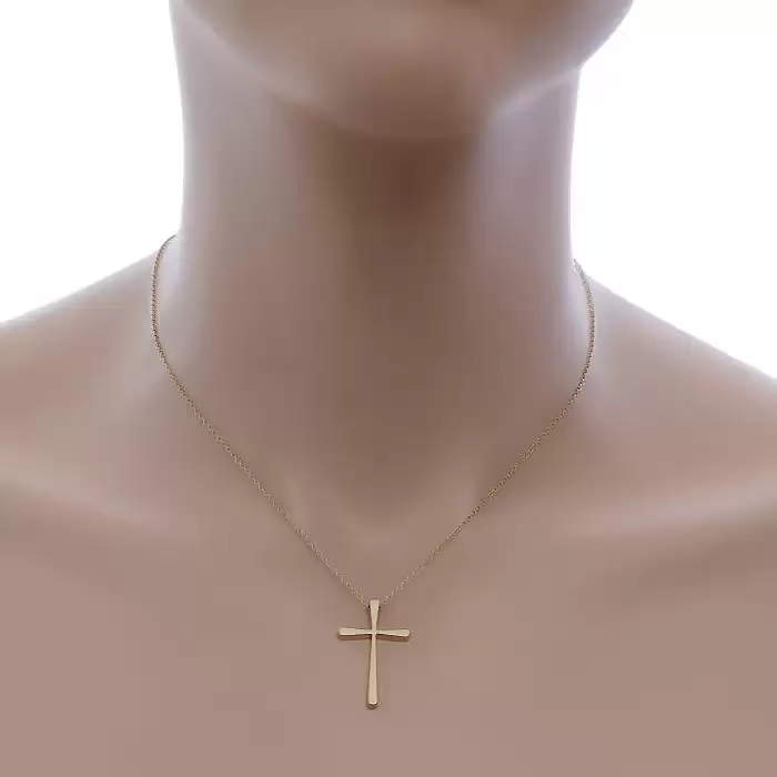 Σταυρός με Αλυσίδα Χρυσός Κ14 με Λουστρέ Φινίρισμα SKU-48029