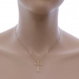 Σταυρός με Αλυσίδα Χρυσός Κ14 με Λουστρέ Φινίρισμα SKU-48029