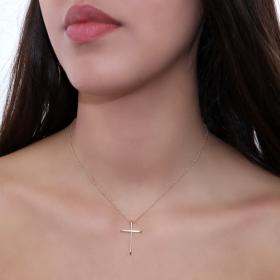 Σταυρός Χρυσός Κ14 με Λουστρέ Φινίρισμα SKU-48030