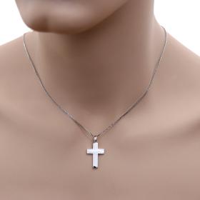 Σταυρός Ανδρικός Λευκόχρυσος Κ14 Διπλής Όψεως SKU-48378