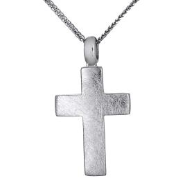 Σταυρός Ανδρικός Λευκόχρυσος Κ14 Διπλής Όψεως SKU-48378