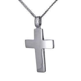 Σταυρός Ανδρικός Λευκόχρυσος Κ14 Διπλής Όψεως SKU-48378