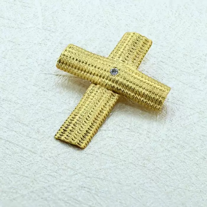 SKU-48025 / Σταυρός Χρυσός Κ18 με Διαμάντι