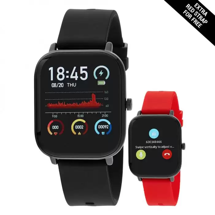 Ρολόι Smartwatch MAREA με Μαύρο Λουράκι & Δώρο Κόκκινο Λουράκι | B58006-1 SKU-49114