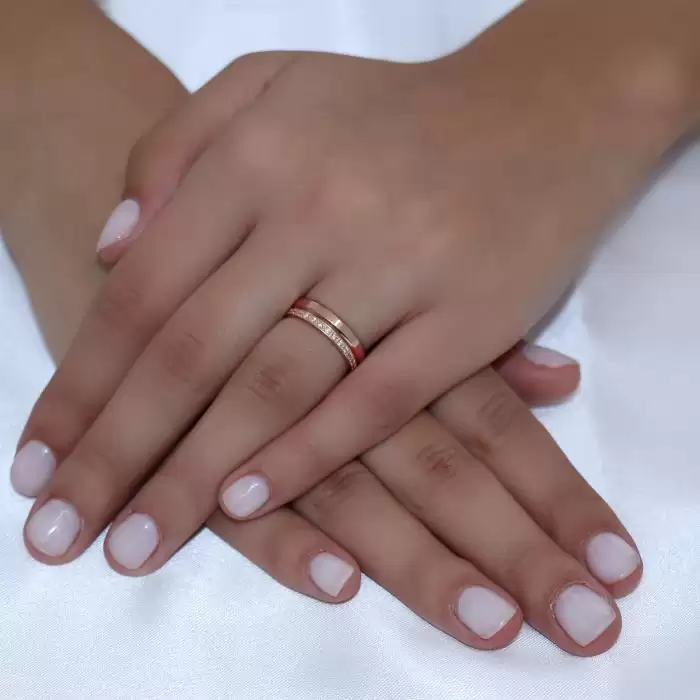 SKU-49356 / Βέρες Γάμου Jeweler με Φάλτσο Ροζ Χρυσός Κ9-Κ14-Κ18
