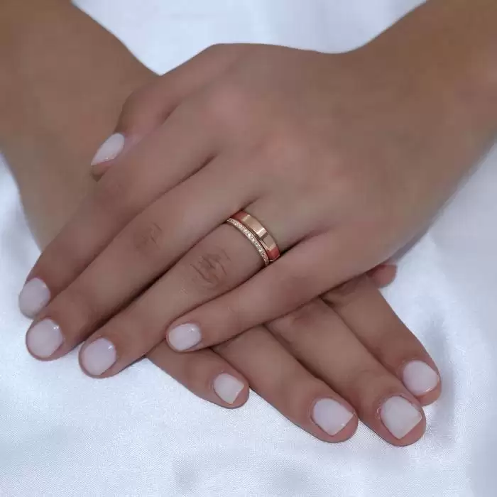 SKU-49365 / Βέρες Γάμου Jeweler με Φάλτσο Ροζ Χρυσός Κ9-Κ14-Κ18