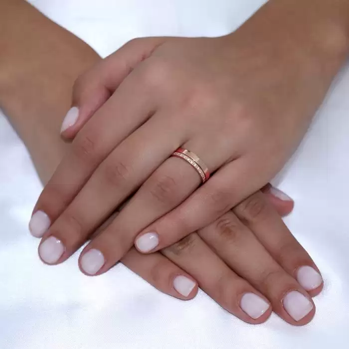 SKU-49371 / Βέρες Γάμου Jeweler Τετράγωνες Ανατομικές Ροζ Χρυσός Κ9-Κ14-Κ18
