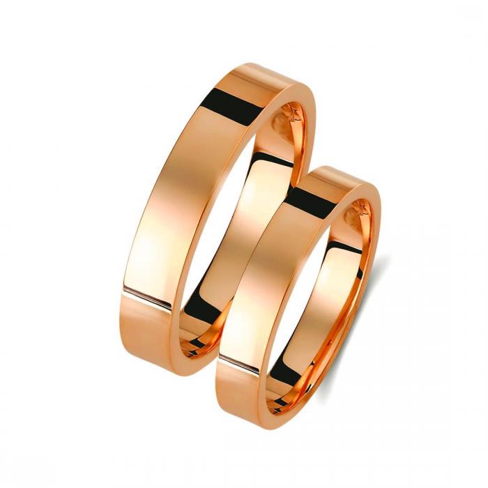 Βέρες Γάμου Jeweler Τετράγωνες Ανατομικές Ροζ Χρυσός Κ9-Κ14-Κ18