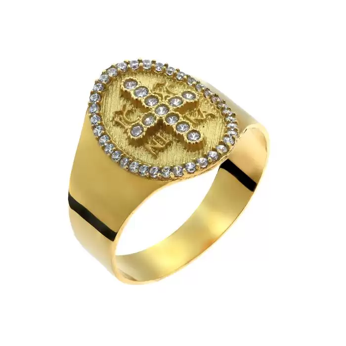 SKU-49165 / Δαχτυλίδι Κωνσταντινάτο Χρυσός Κ14 με Ζιργκόν