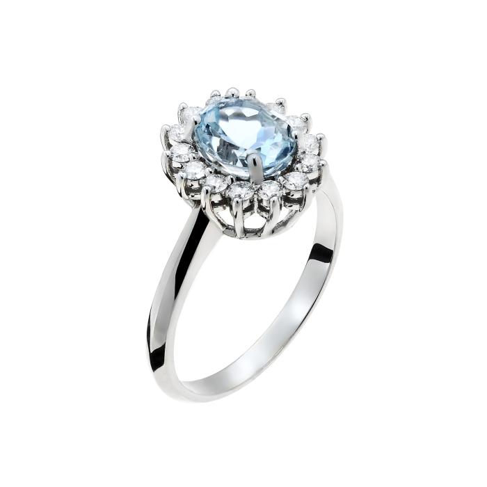 Δαχτυλίδι με Aquamarine & Διαμάντια Λευκόχρυσος Κ18 SKU-49215