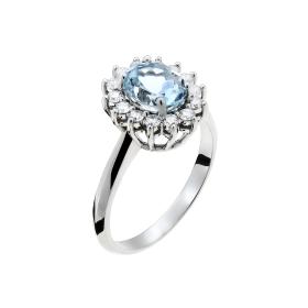 Δαχτυλίδι με Aquamarine & Διαμάντια Λευκόχρυσος Κ18 SKU-49215
