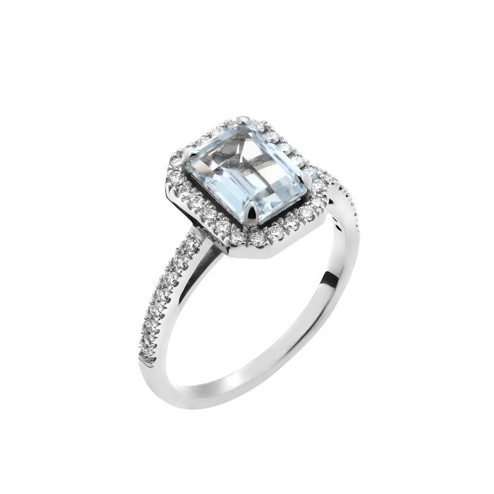 Δαχτυλίδι Λευκόχρυσος Κ18 με Λευκό Τοπάζι & Διαμάντια SKU-49846