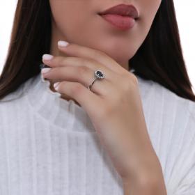 Δαχτυλίδι Ροζέτα Λευκόχρυσος Κ18 με Sapphire & Διαμάντια SKU-49835
