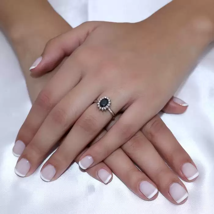 Δαχτυλίδι Ροζέτα Λευκόχρυσος Κ18 με Sapphire & Διαμάντια SKU-49835