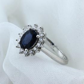 Δαχτυλίδι Ροζέτα Λευκόχρυσος Κ18 με Sapphire & Διαμάντια SKU-49835
