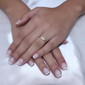 Δαχτυλίδι Ματάκι Χρυσός Κ14 με Ζιργκόν & Σμάλτο SKU-49568