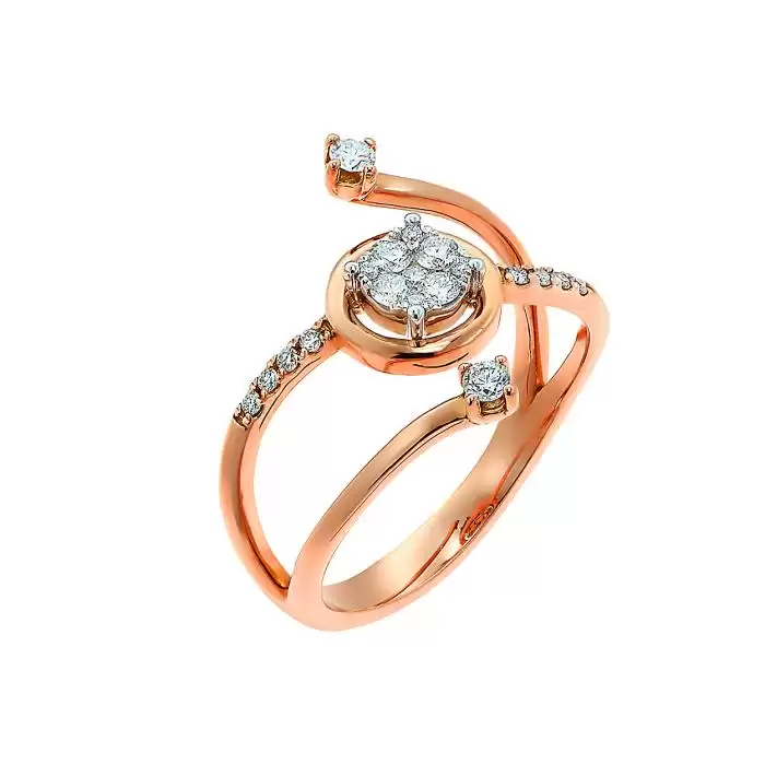 SKU-49404 / Δαχτυλίδι Ροζ Χρυσός Κ18 με Διαμάντια