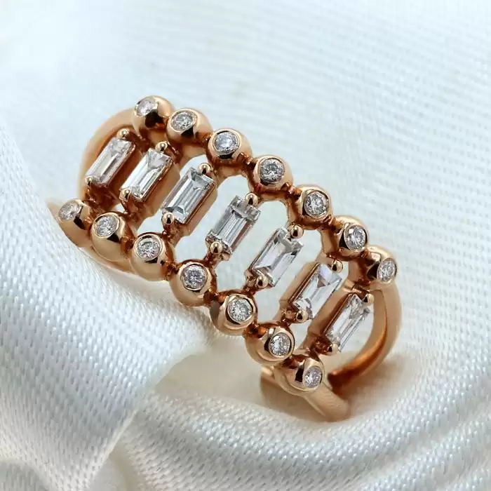 SKU-49406 / Δαχτυλίδι Ροζ Χρυσός Κ18 με Διαμάντια