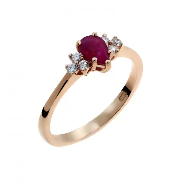 SKU-49011 / Δαχτυλίδι Ροζ Χρυσός Κ18 με Ρουμπίνι & Διαμάντια