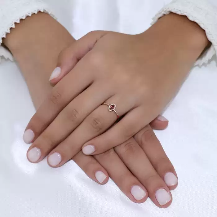 SKU-49023 / Δαχτυλίδι Ροζέτα Ροζ Χρυσός Κ18 με Ρουμπίνι & Διαμάντια
