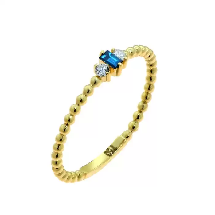 SKU-49396 / Δαχτυλίδι Χρυσός K18 με Μπλε & Λευκά Διαμάντια 