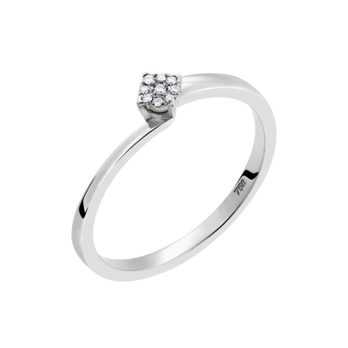 SKU-49950 / Μονόπετρο Δαχτυλίδι Λευκόχρυσος Κ18 με Διαμάντια
