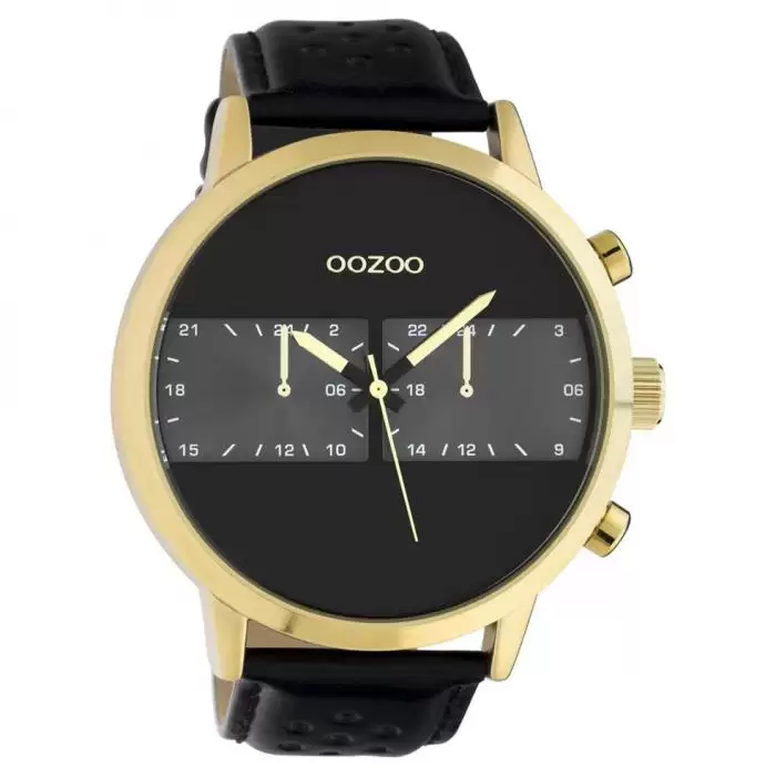 SKU-49892 / OOZOO Timepieces Summer Black Leather Strap