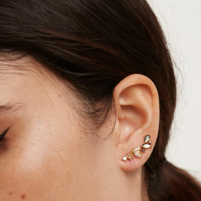 Σκουλαρίκια Ear Cuff PDPAOLA Revery Ασήμι 925° με Ζιργκόν & Λαβραδορίτη